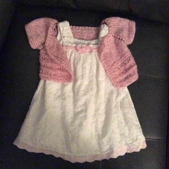 Maggie and Zoe eyelet Dress ~ Pink Crochet sweater - Picture 2 of 8